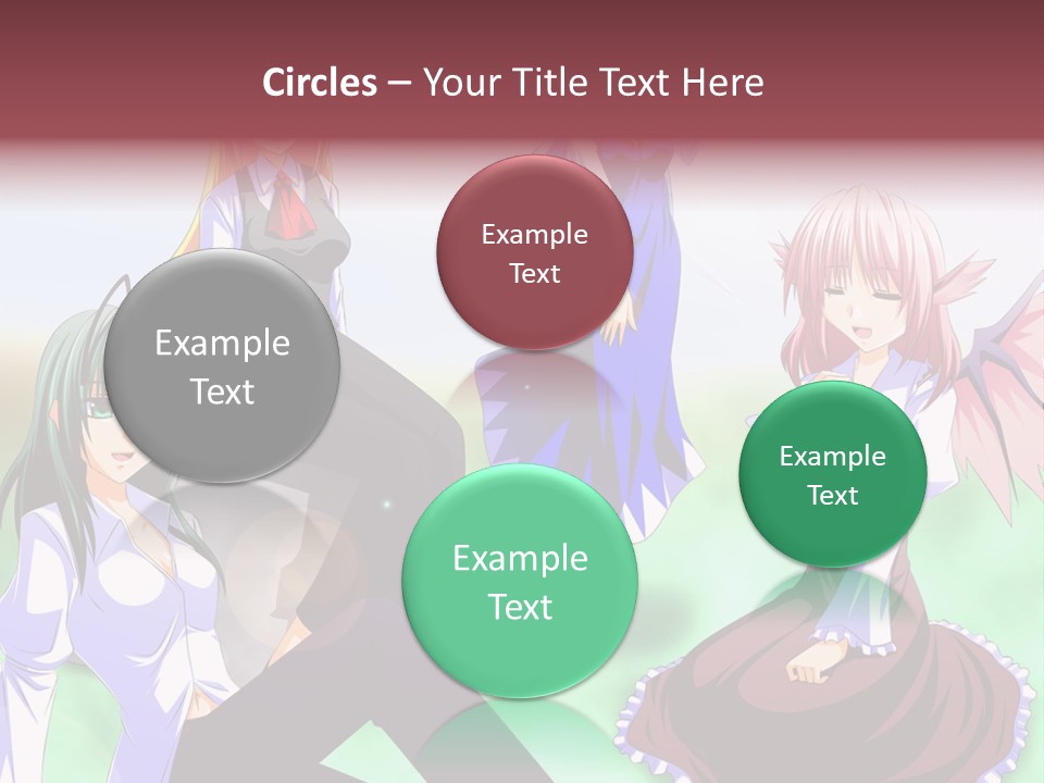 A Group Of Anime Girls Sitting Next To Each Other PowerPoint Template