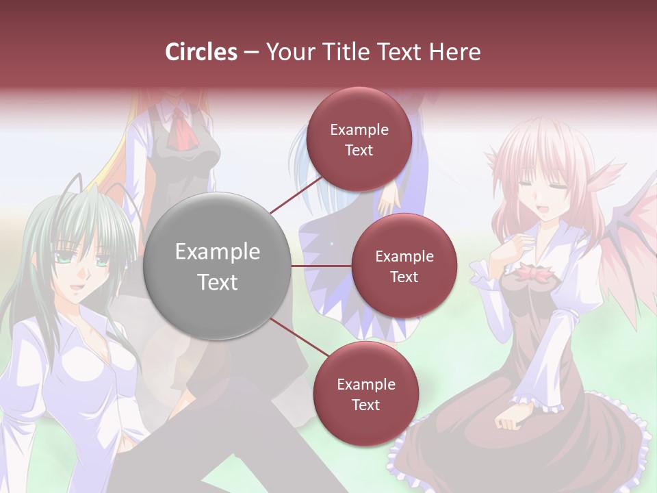 A Group Of Anime Girls Sitting Next To Each Other PowerPoint Template