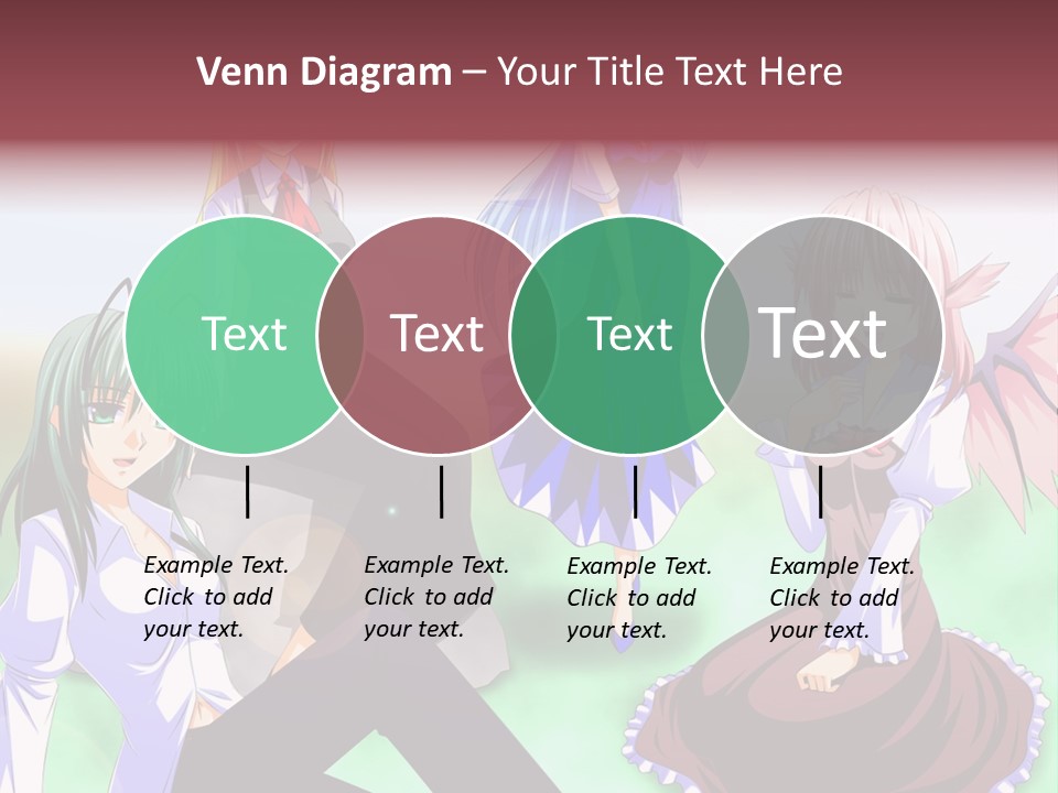 A Group Of Anime Girls Sitting Next To Each Other PowerPoint Template