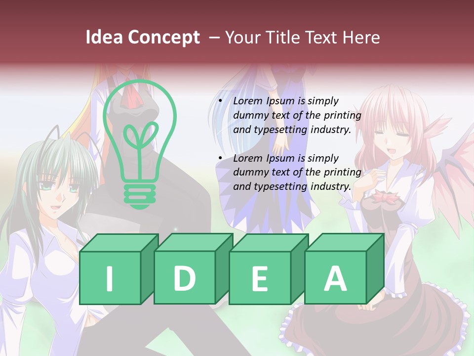 A Group Of Anime Girls Sitting Next To Each Other PowerPoint Template