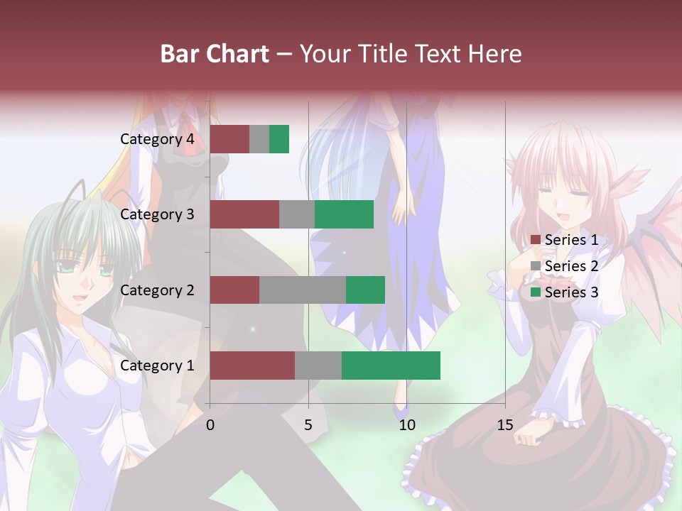 A Group Of Anime Girls Sitting Next To Each Other PowerPoint Template