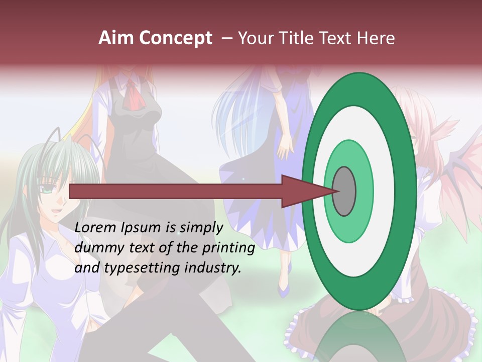 A Group Of Anime Girls Sitting Next To Each Other PowerPoint Template