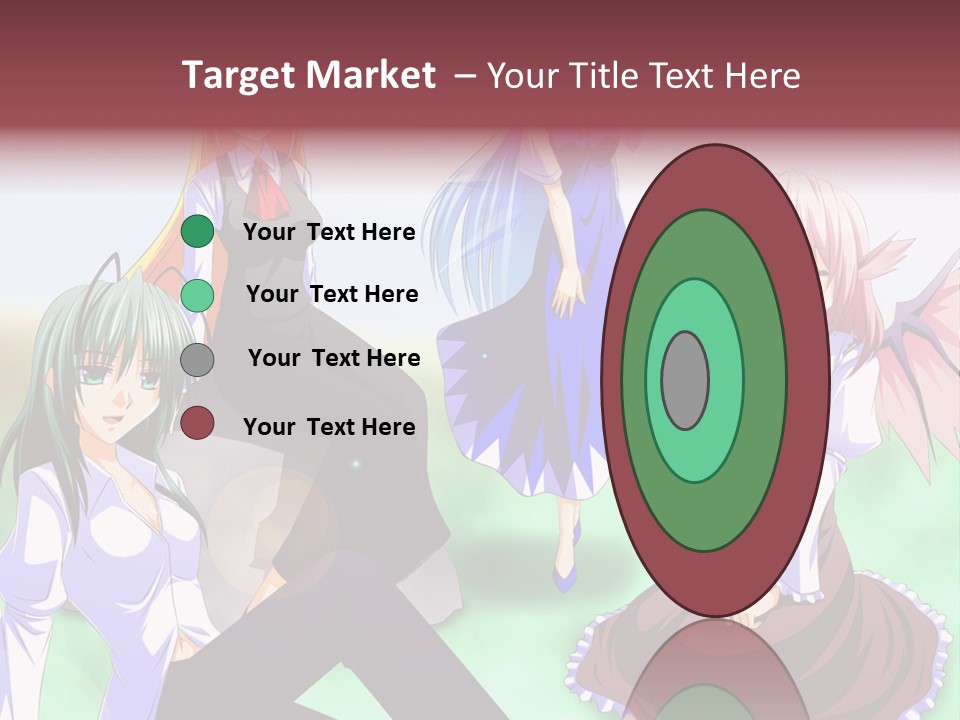 A Group Of Anime Girls Sitting Next To Each Other PowerPoint Template