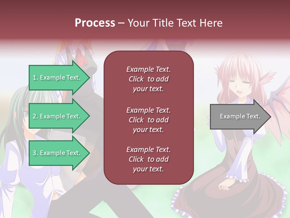 A Group Of Anime Girls Sitting Next To Each Other PowerPoint Template