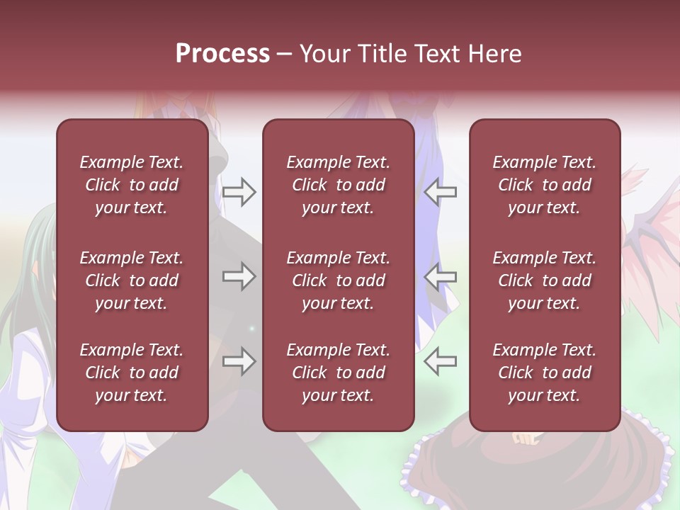 A Group Of Anime Girls Sitting Next To Each Other PowerPoint Template