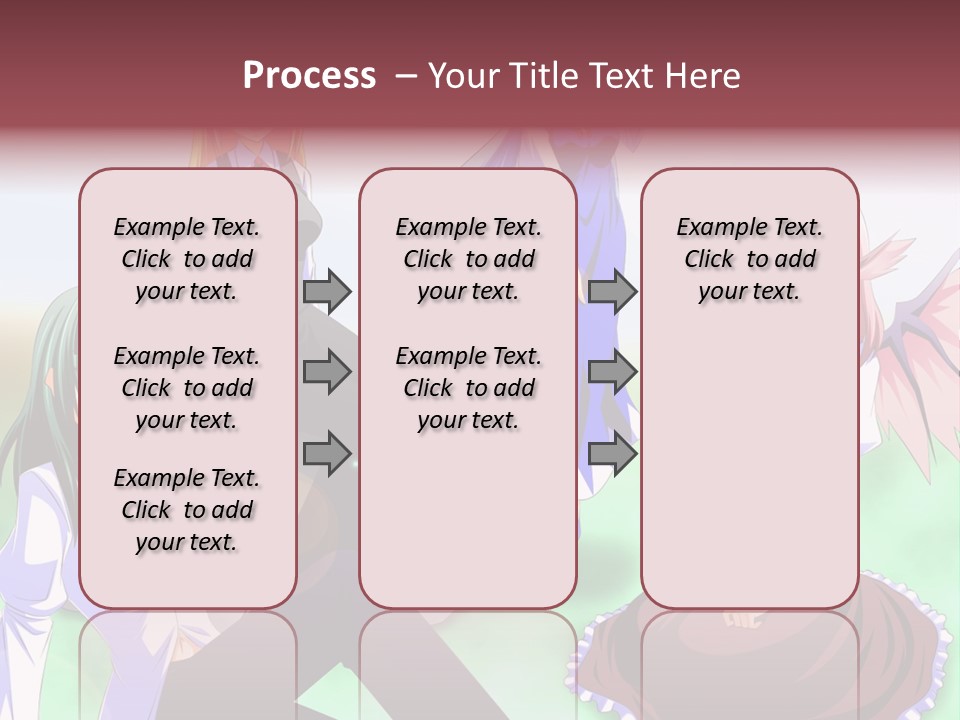 A Group Of Anime Girls Sitting Next To Each Other PowerPoint Template