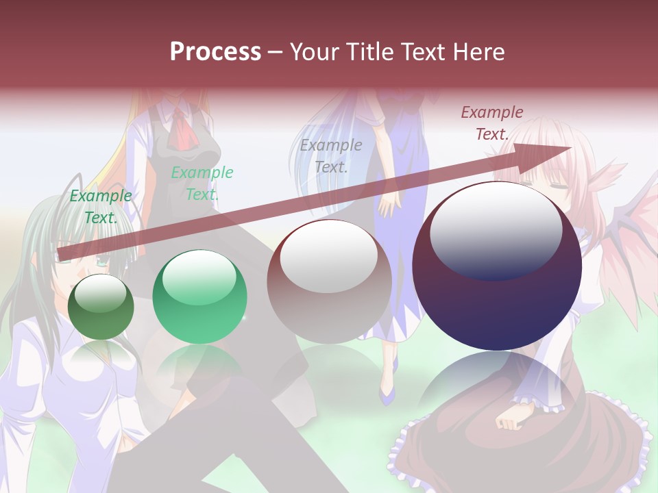 A Group Of Anime Girls Sitting Next To Each Other PowerPoint Template