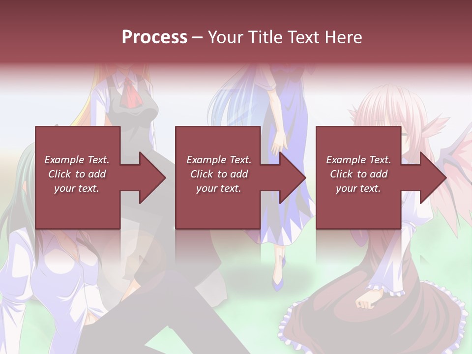 A Group Of Anime Girls Sitting Next To Each Other PowerPoint Template