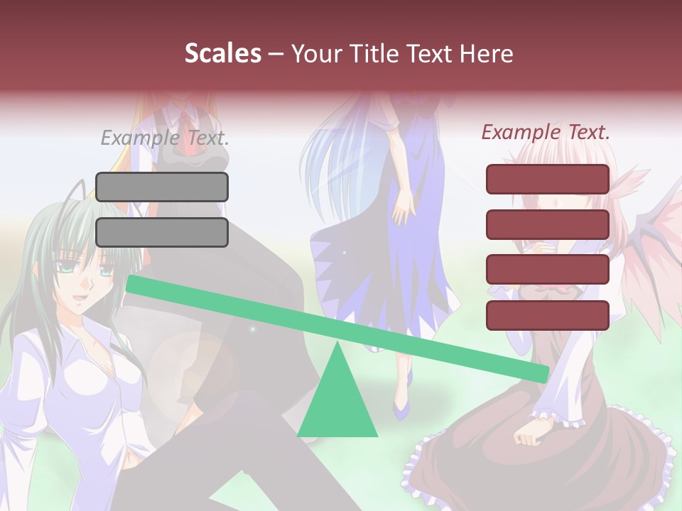 A Group Of Anime Girls Sitting Next To Each Other PowerPoint Template