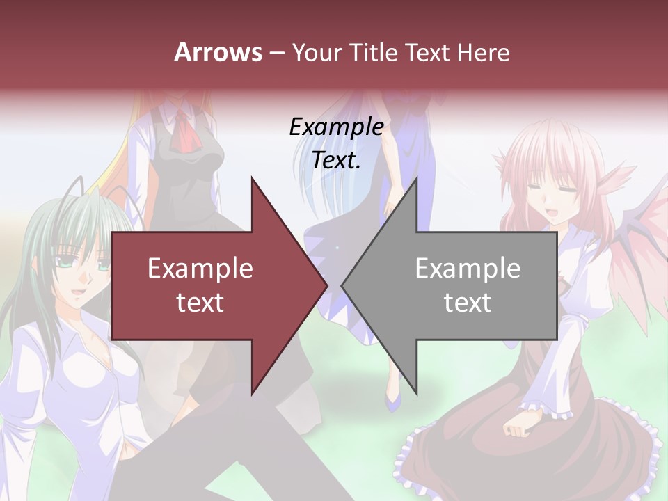 A Group Of Anime Girls Sitting Next To Each Other PowerPoint Template