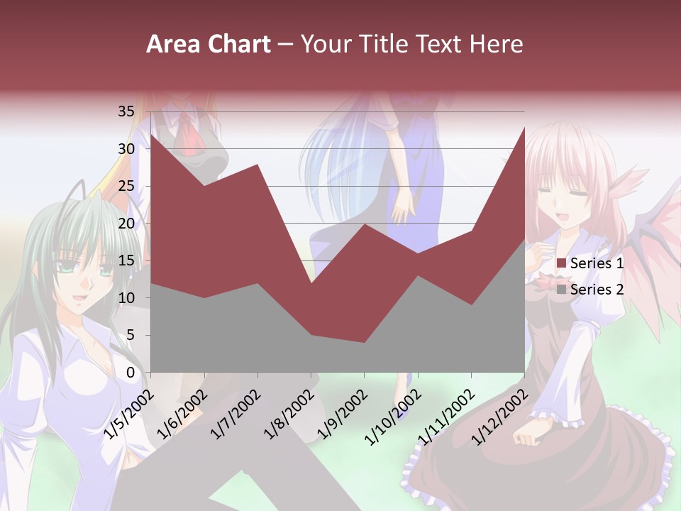 A Group Of Anime Girls Sitting Next To Each Other PowerPoint Template