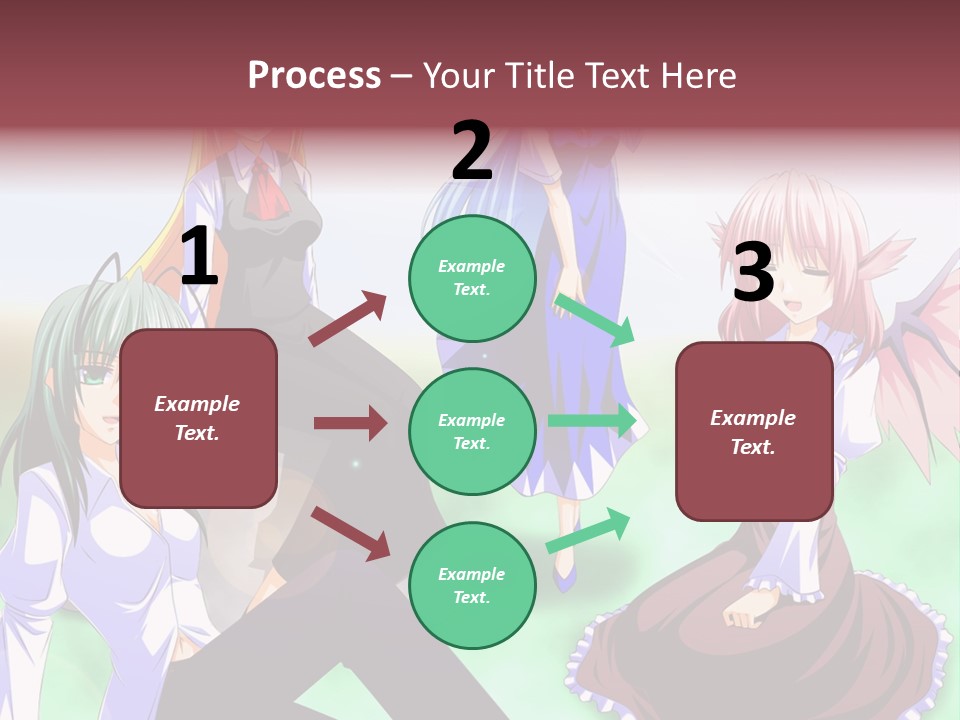 A Group Of Anime Girls Sitting Next To Each Other PowerPoint Template