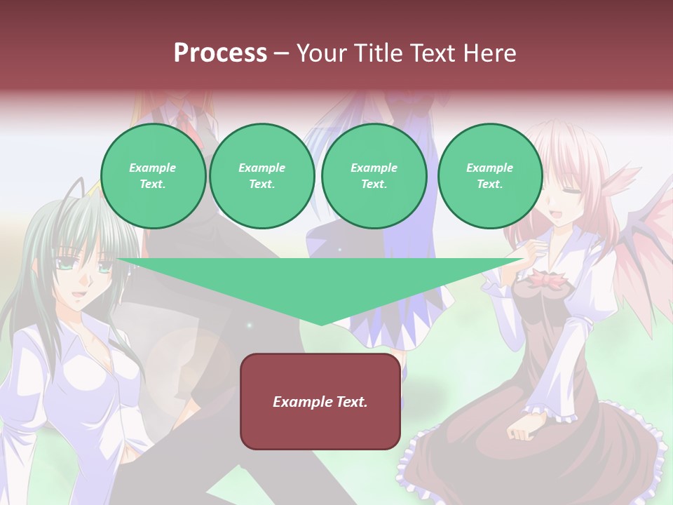 A Group Of Anime Girls Sitting Next To Each Other PowerPoint Template