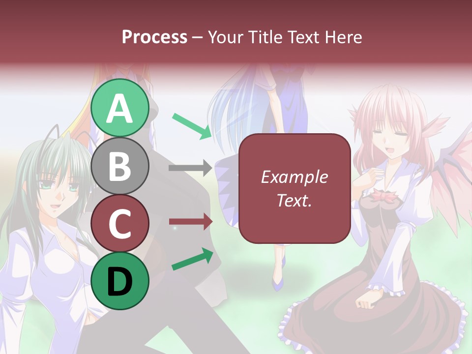A Group Of Anime Girls Sitting Next To Each Other PowerPoint Template