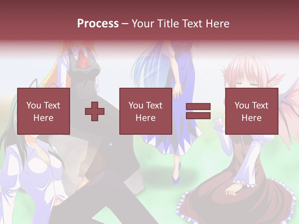 A Group Of Anime Girls Sitting Next To Each Other PowerPoint Template