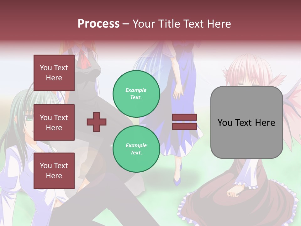 A Group Of Anime Girls Sitting Next To Each Other PowerPoint Template