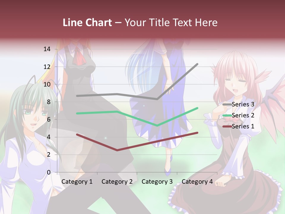 A Group Of Anime Girls Sitting Next To Each Other PowerPoint Template