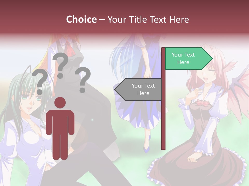 A Group Of Anime Girls Sitting Next To Each Other PowerPoint Template