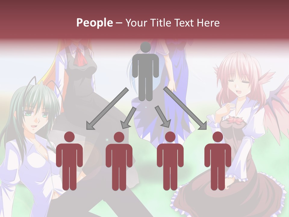 A Group Of Anime Girls Sitting Next To Each Other PowerPoint Template