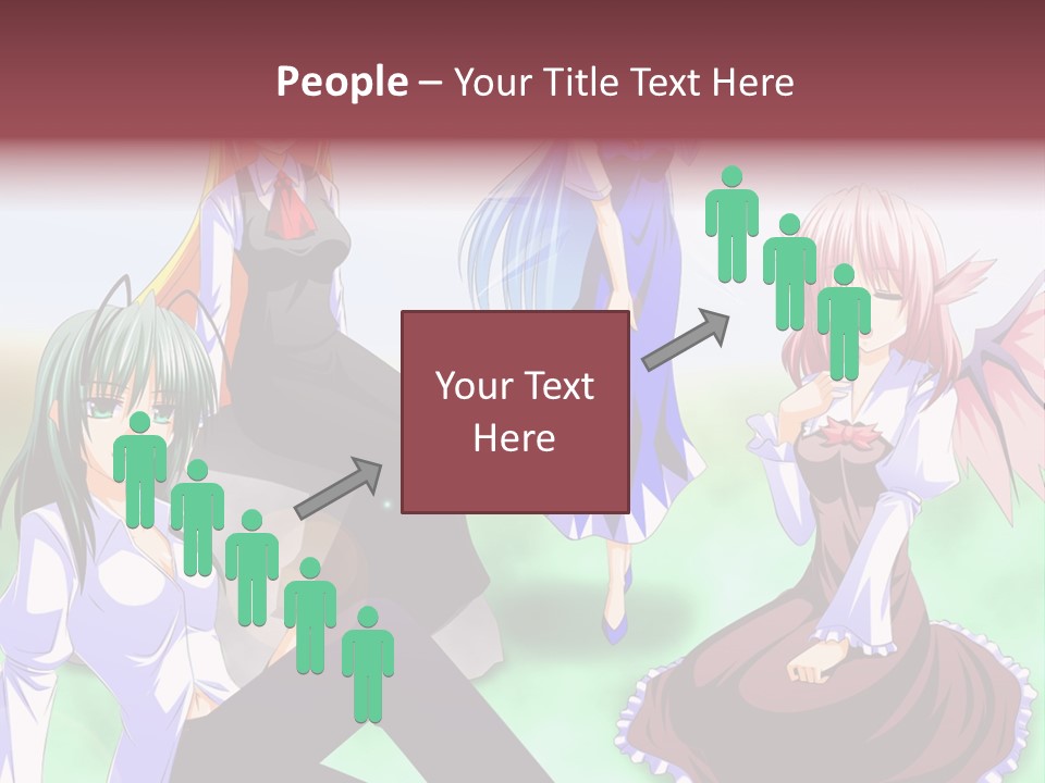 A Group Of Anime Girls Sitting Next To Each Other PowerPoint Template