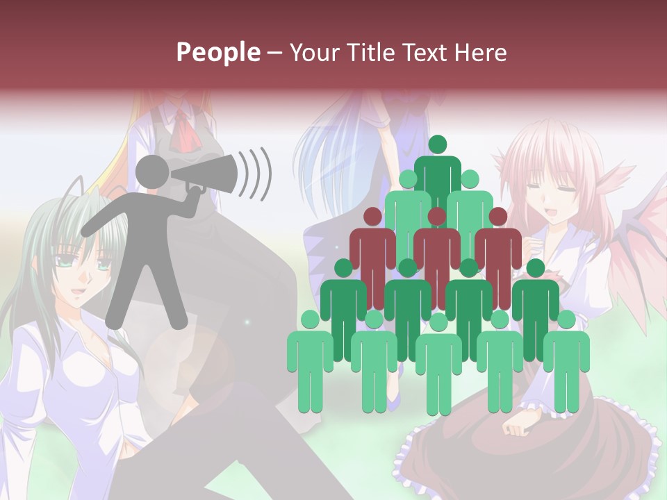A Group Of Anime Girls Sitting Next To Each Other PowerPoint Template