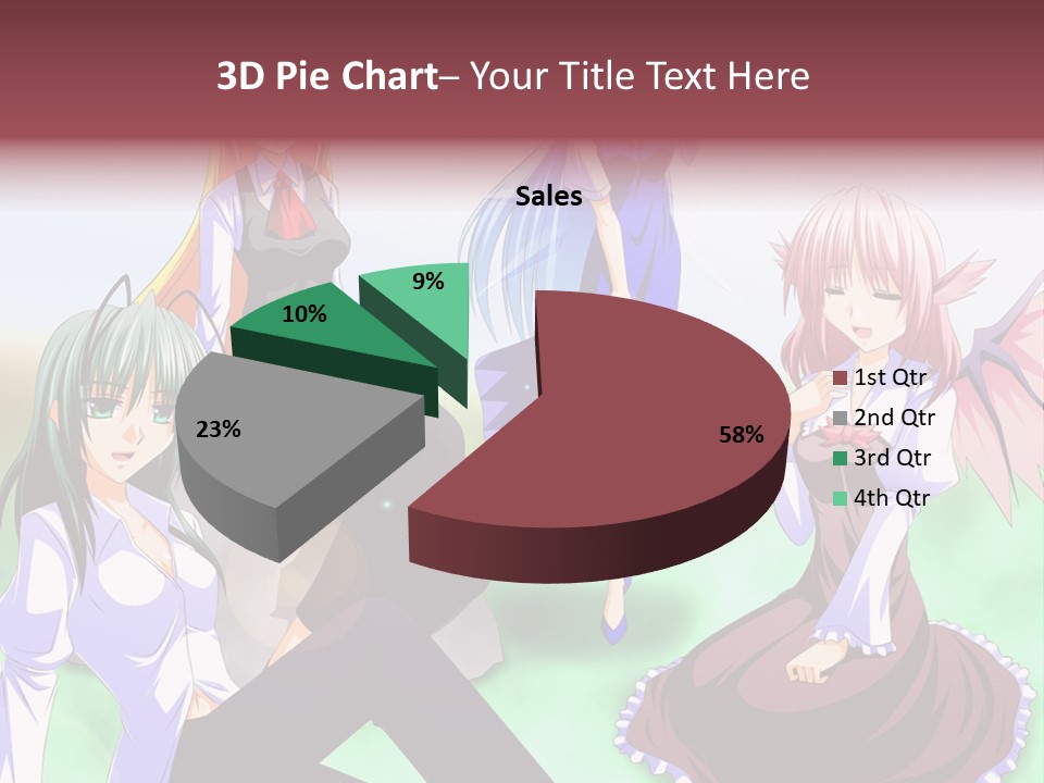 A Group Of Anime Girls Sitting Next To Each Other PowerPoint Template