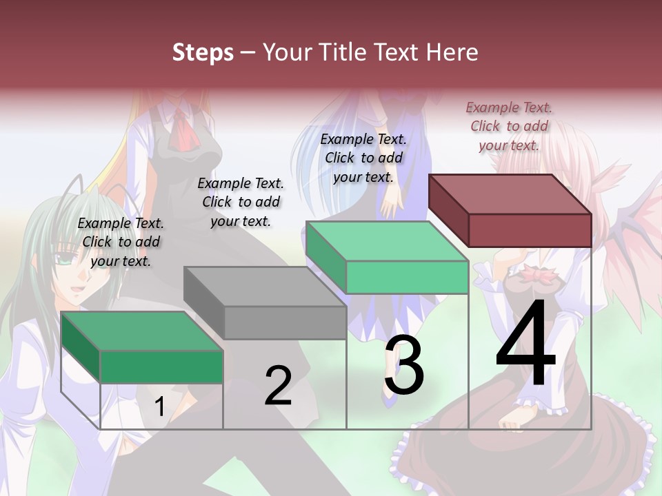 A Group Of Anime Girls Sitting Next To Each Other PowerPoint Template