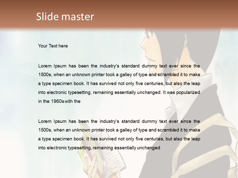 A Man Is Reading A Book In Front Of A Wall PowerPoint Template