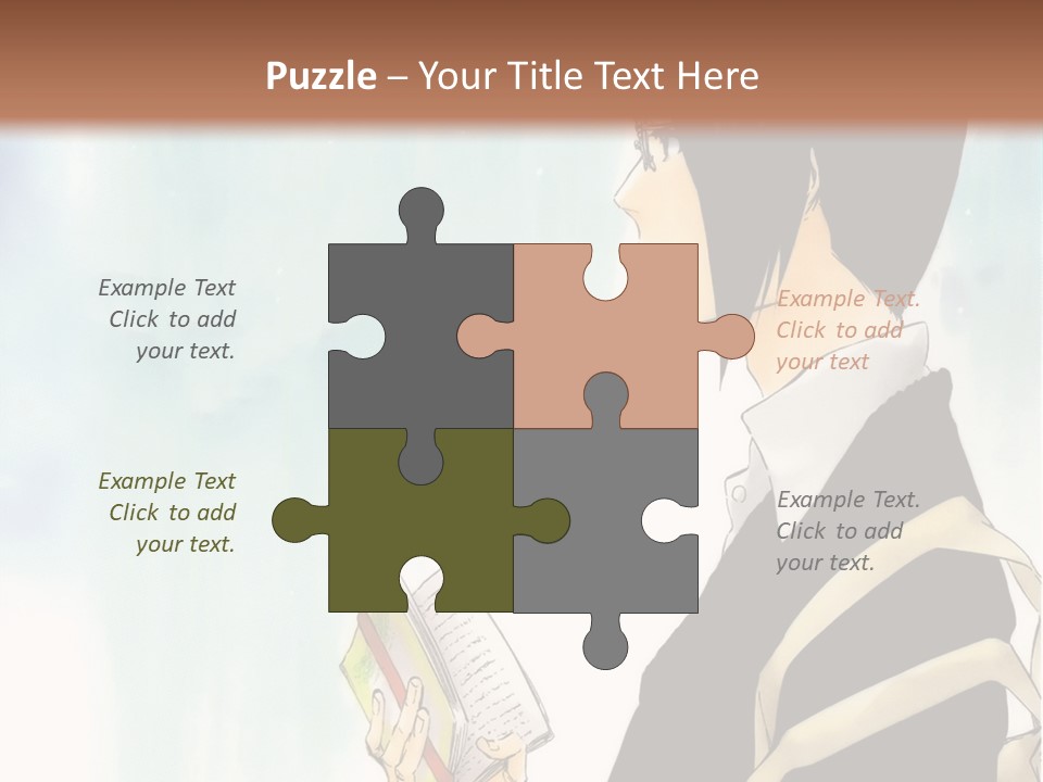 A Man Is Reading A Book In Front Of A Wall PowerPoint Template