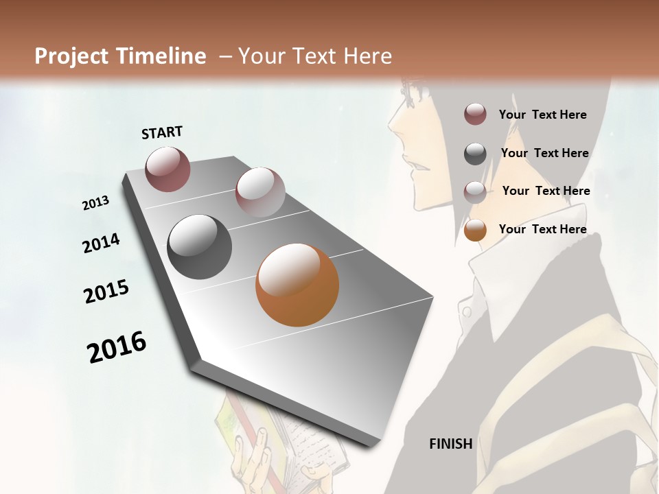 A Man Is Reading A Book In Front Of A Wall PowerPoint Template