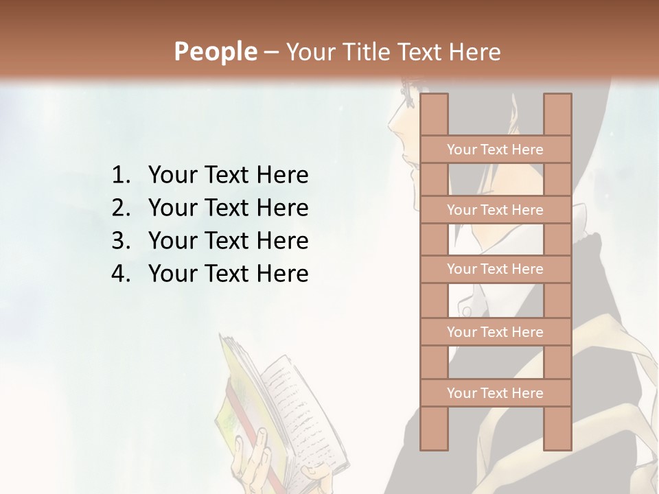 A Man Is Reading A Book In Front Of A Wall PowerPoint Template