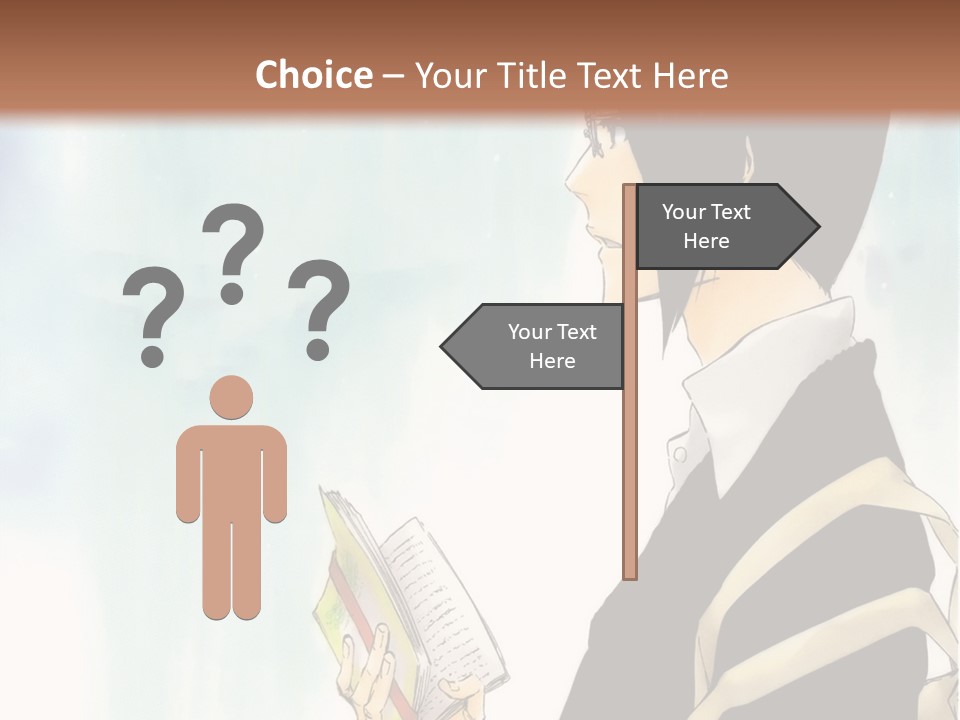 A Man Is Reading A Book In Front Of A Wall PowerPoint Template