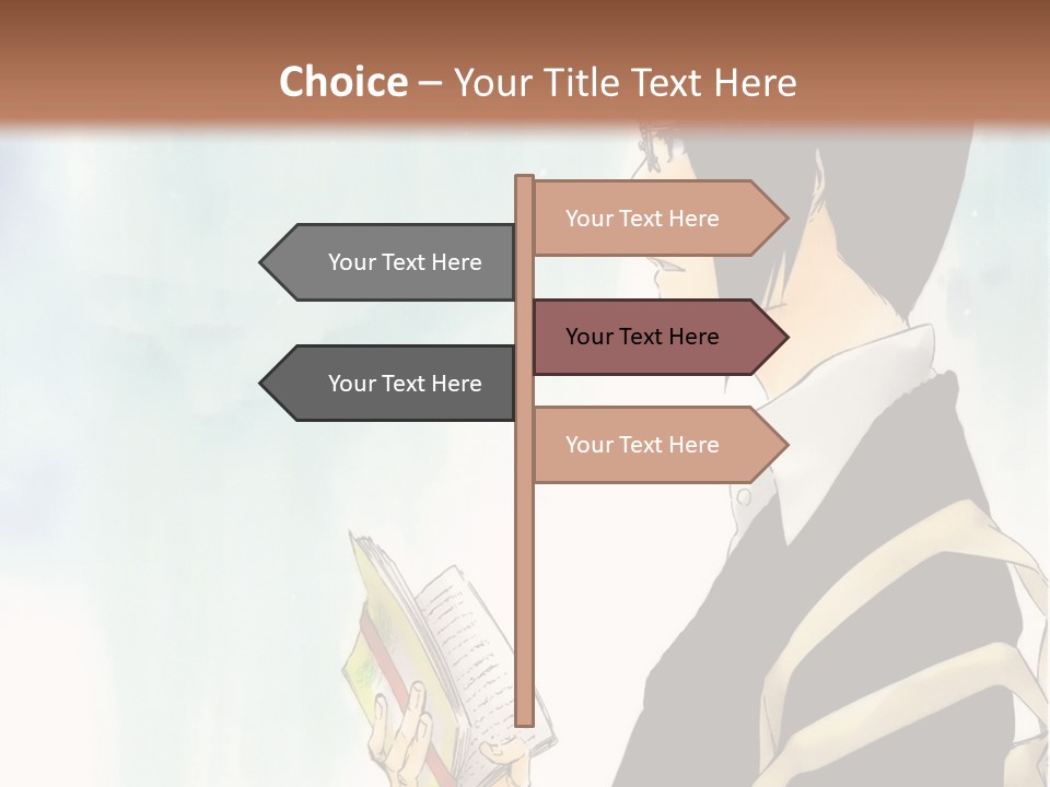 A Man Is Reading A Book In Front Of A Wall PowerPoint Template
