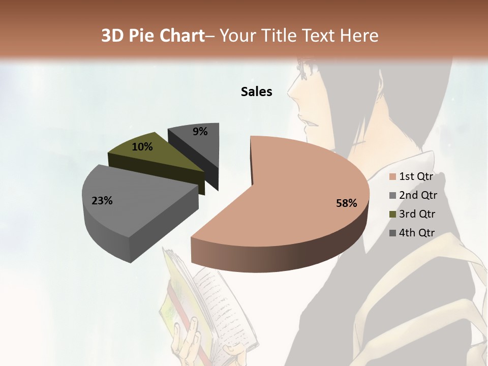 A Man Is Reading A Book In Front Of A Wall PowerPoint Template