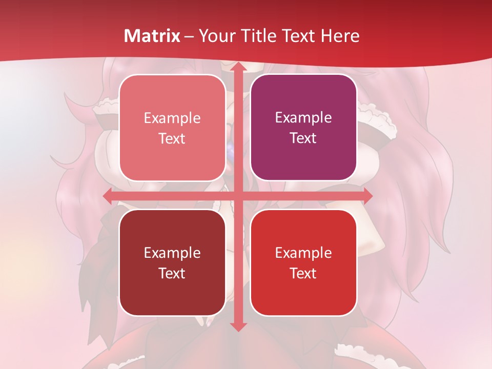 A Girl In A Red Dress With Pink Hair PowerPoint Template