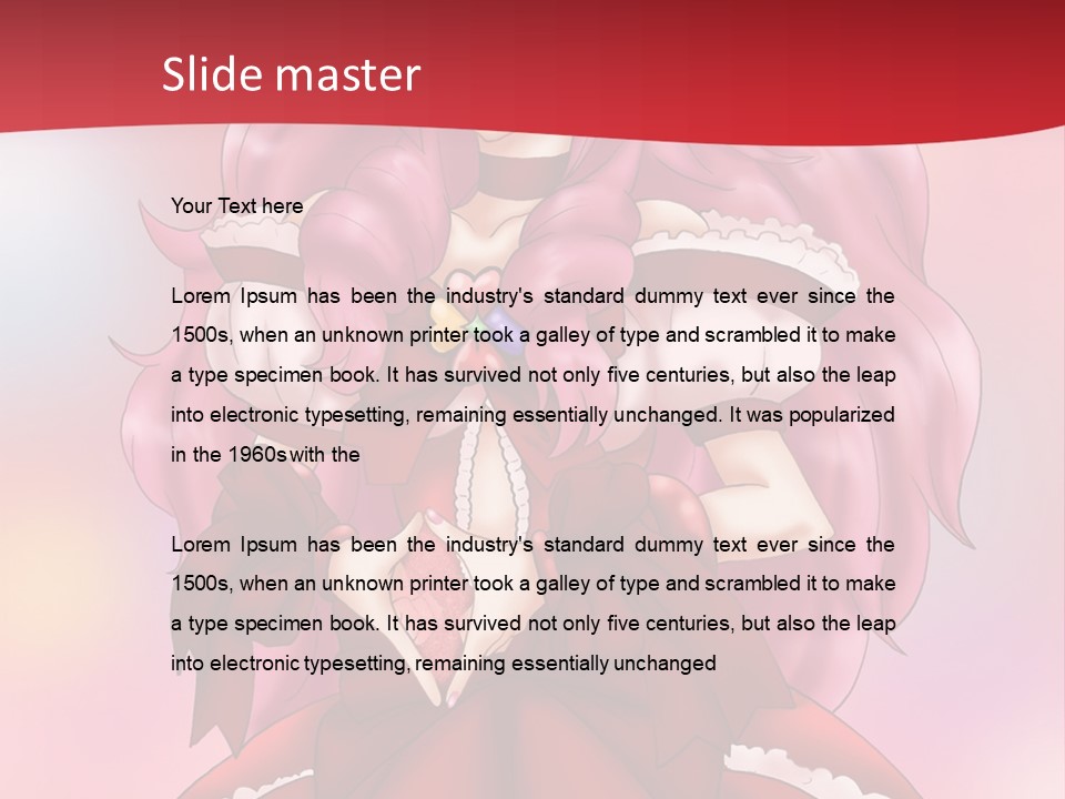 A Girl In A Red Dress With Pink Hair PowerPoint Template