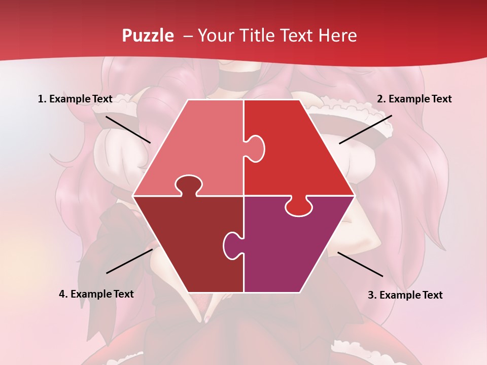 A Girl In A Red Dress With Pink Hair PowerPoint Template