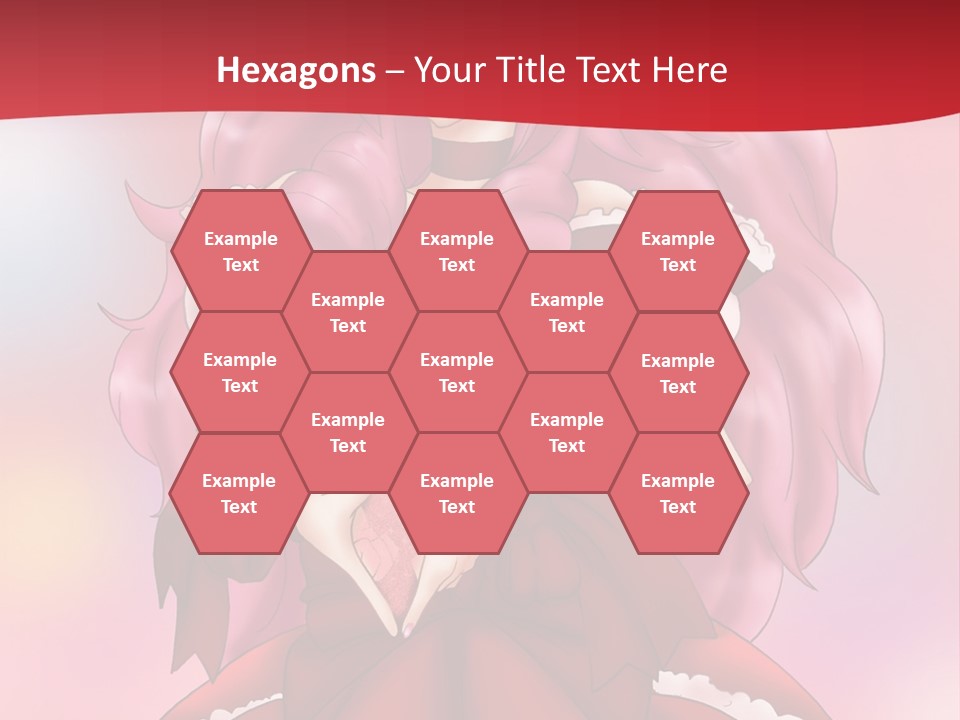 A Girl In A Red Dress With Pink Hair PowerPoint Template