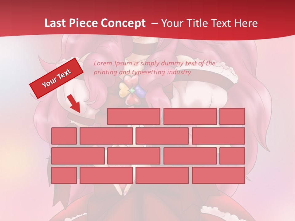 A Girl In A Red Dress With Pink Hair PowerPoint Template