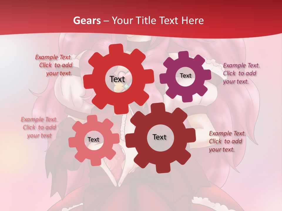 A Girl In A Red Dress With Pink Hair PowerPoint Template