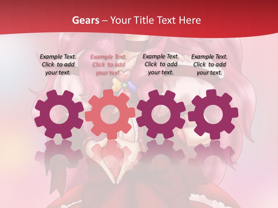 A Girl In A Red Dress With Pink Hair PowerPoint Template