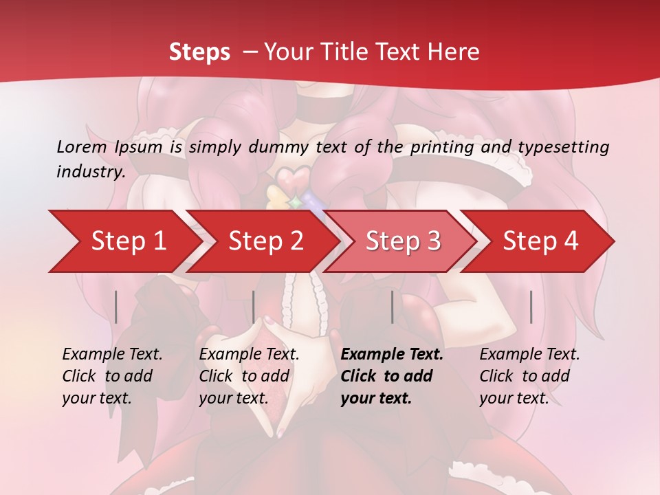 A Girl In A Red Dress With Pink Hair PowerPoint Template