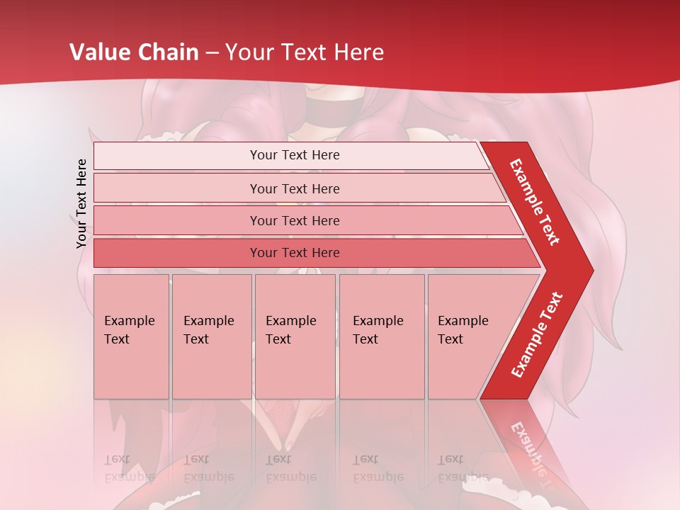 A Girl In A Red Dress With Pink Hair PowerPoint Template