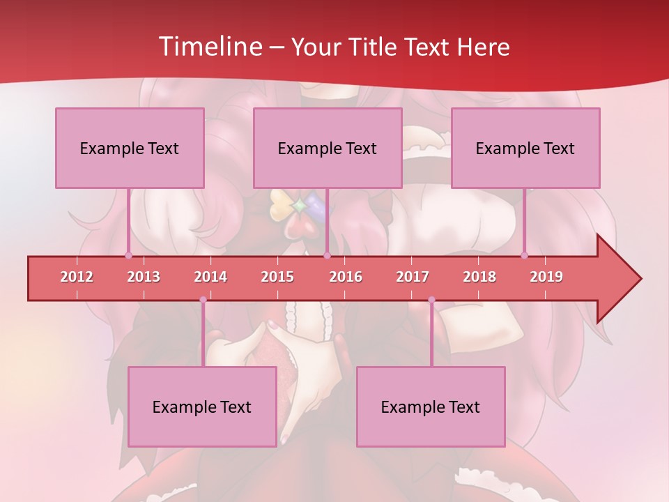 A Girl In A Red Dress With Pink Hair PowerPoint Template