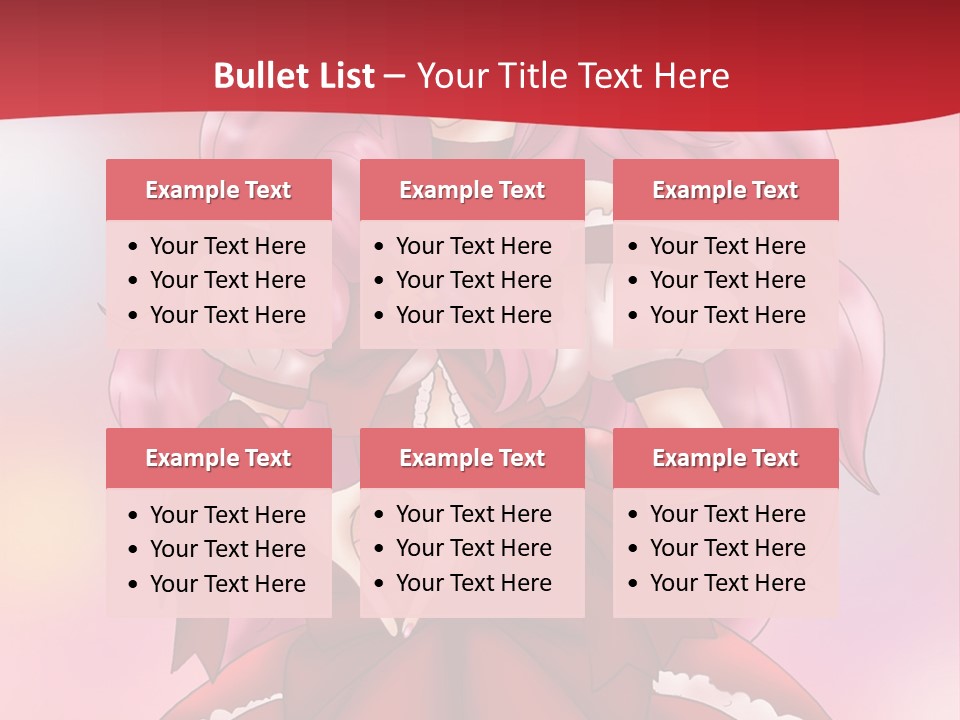 A Girl In A Red Dress With Pink Hair PowerPoint Template