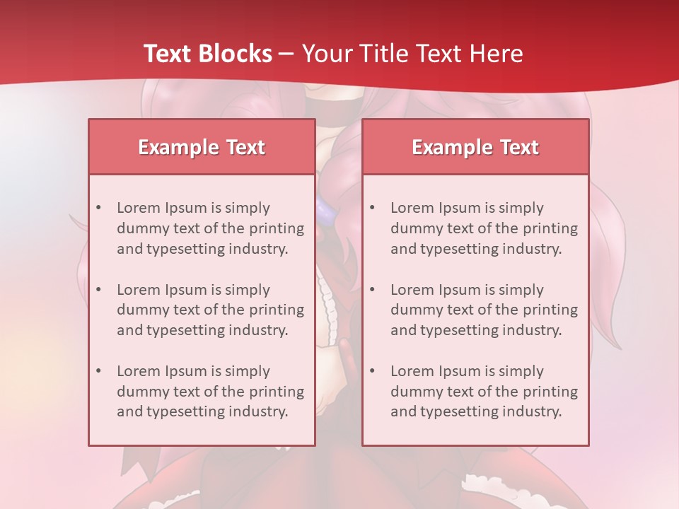 A Girl In A Red Dress With Pink Hair PowerPoint Template