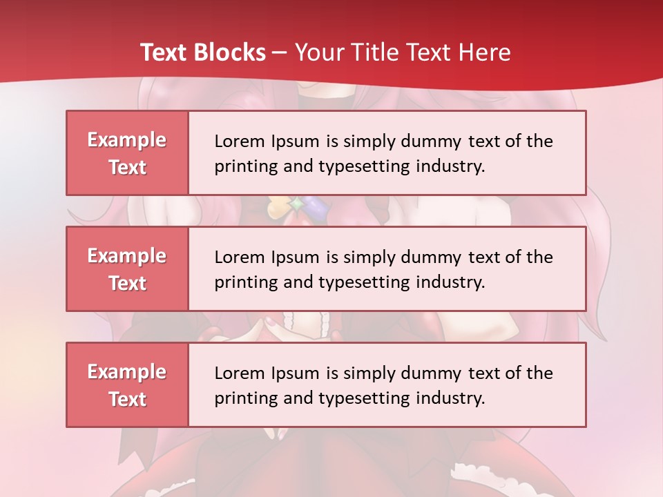 A Girl In A Red Dress With Pink Hair PowerPoint Template