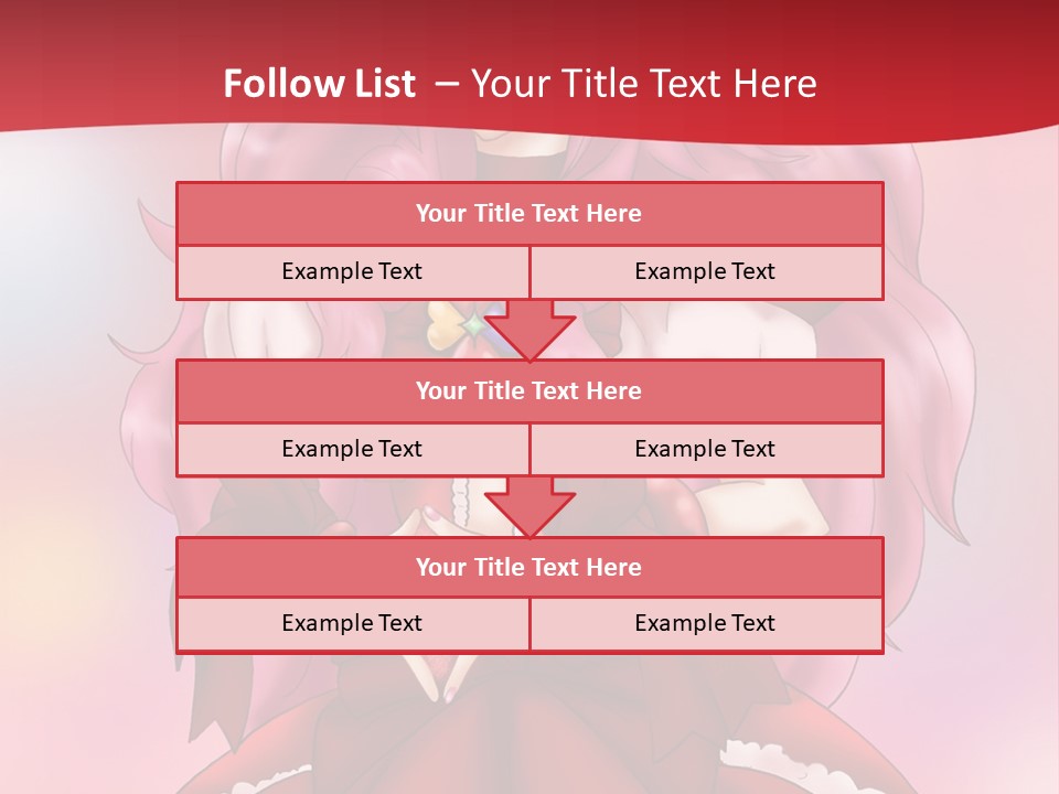 A Girl In A Red Dress With Pink Hair PowerPoint Template