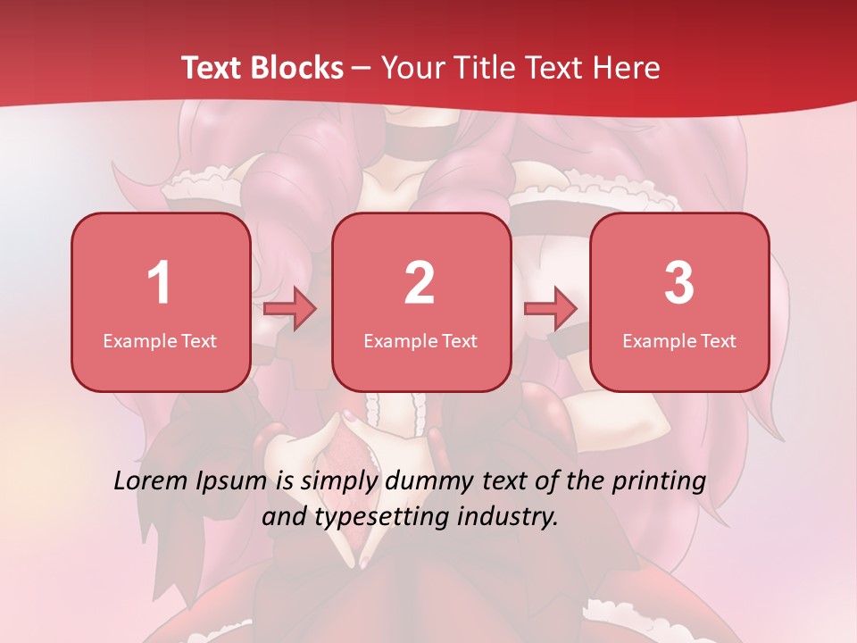 A Girl In A Red Dress With Pink Hair PowerPoint Template