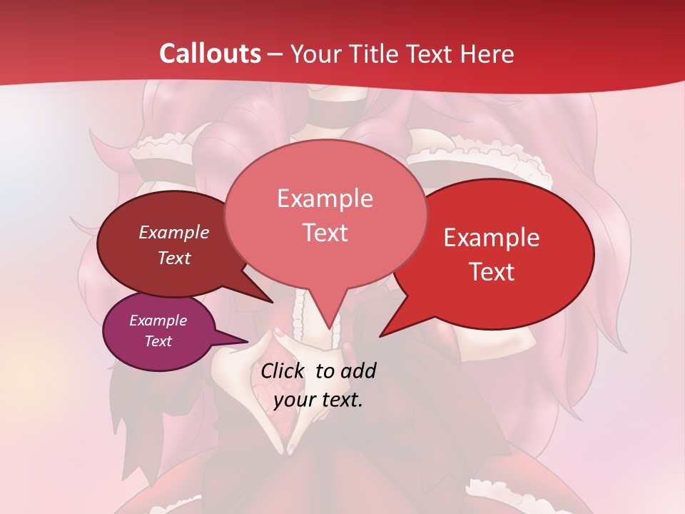 A Girl In A Red Dress With Pink Hair PowerPoint Template